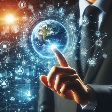 pngtree e governance technology businessman touching digital global network of government data image 15633370