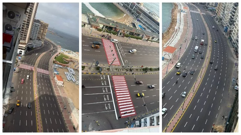 لتقليل الحوادث.. تخطيط إشارات عبور المشاة بكورنيش الإسكندرية