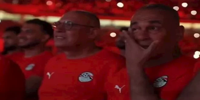 5 صور لبكاء إبراهيم حسن خلال احتفالية تكريم منتخب مصر في ستاد القاهرة