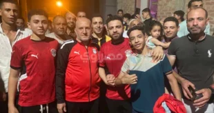 أسرة محمود صابر لاعب المنتخب تشارك في مسيرة فرحة الصعود بكفر الشيخ - ص