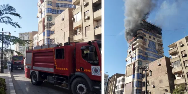 النيران تلتهم برج معهد الاتصالات بسوهاج وتحرك عاجل من المحافظ