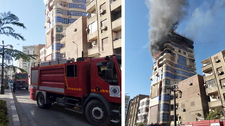 النيران تلتهم برج معهد الاتصالات بسوهاج وتحرك عاجل من المحافظ