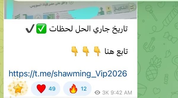 تداول امتحان التاريخ ثانوية عامة 2026 بتليجرام بعد دقائق من توزيعه باللجان