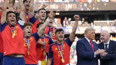 ترامب يشارك في مراسم تتويج المنتخب الإسباني بلقب كأس العالم 2026 | ضي النهار ترامب يشارك في مراسم تتويج المنتخب الإسباني بلقب كأس العالم 2026