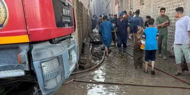 حريق منزل داخل سوق اللحوم بمدينة الخارجة في الوادي الجديد