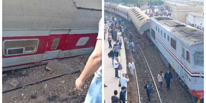 خروج عربة قطار عن القضبان بمحطة في طنطا وإصابة 14 راكبًا