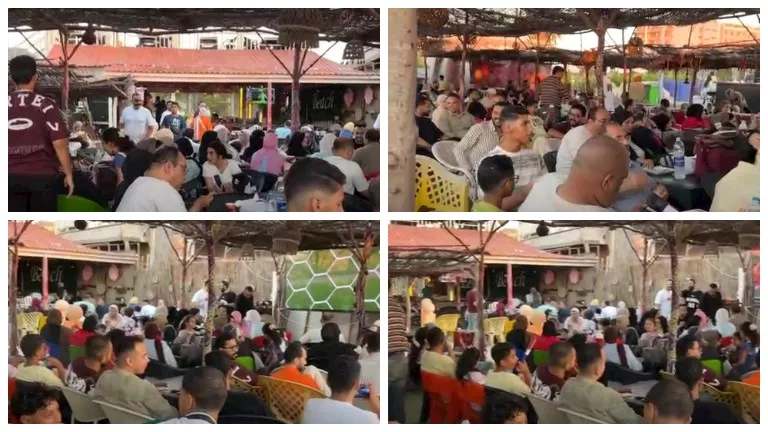 شاطئ بورسعيد يتحول إلى مدرج كبير قبل مباراة مصر وأستراليا (صور)