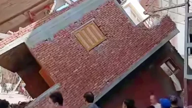 انهيار منزل حديث الإنشاء بقرية جفصا في ميت غمر بالدقهلية