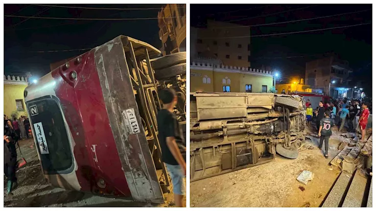 رحلة زفاف انتهت بمأساة.. طفل يقود أتوبيسًا ويوقع ضحايا في الغربية (صور