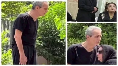 انهيار نجلاء فتحي في جنازة ابنتها الوحيدة وابنة محمد التاجي تودع والد