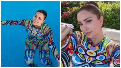 نسرين طافش تستمتع بآخر أيام الصيفية في حمام السباحة