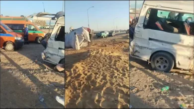 بالصور- مصرع شخص وإصابة 11 في حادث مروع بالمنوفية
