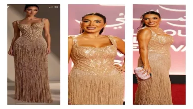 روجينا بفستان مرصع بالكريستال في مهرجان الجونة